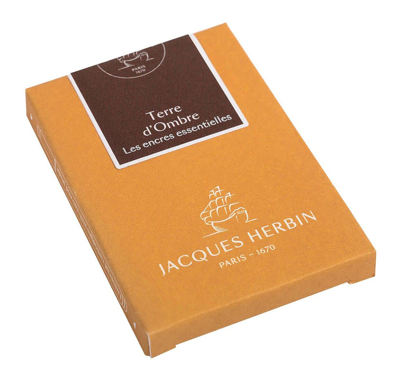 Jacques Herbin - Box Of 7 Maxi Fountain Pen Ink Cartridges, Standard Size Office Supplies Terre D'Ombre