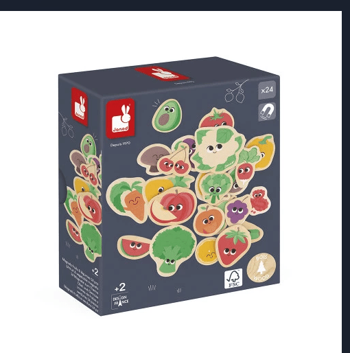 Janod - FRUIT & VEGETABLE MAGNETS - 24pcs Games & Toys