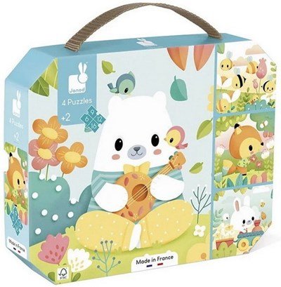 Janod - PURE: 4 PUZZLES (6 - 9 - 12 - 16pcs) Games & Toys