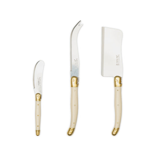 Jean Dubost - Laguiole Cheese Set ABS Ivory w/Brass 3pc Home & Kitchen