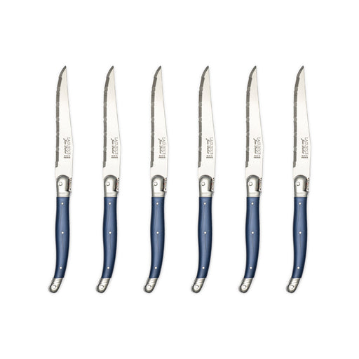 Jean Dubost - Laguiole Serrated Knife Set ABS Dark Blue 6pc Home & Kitchen