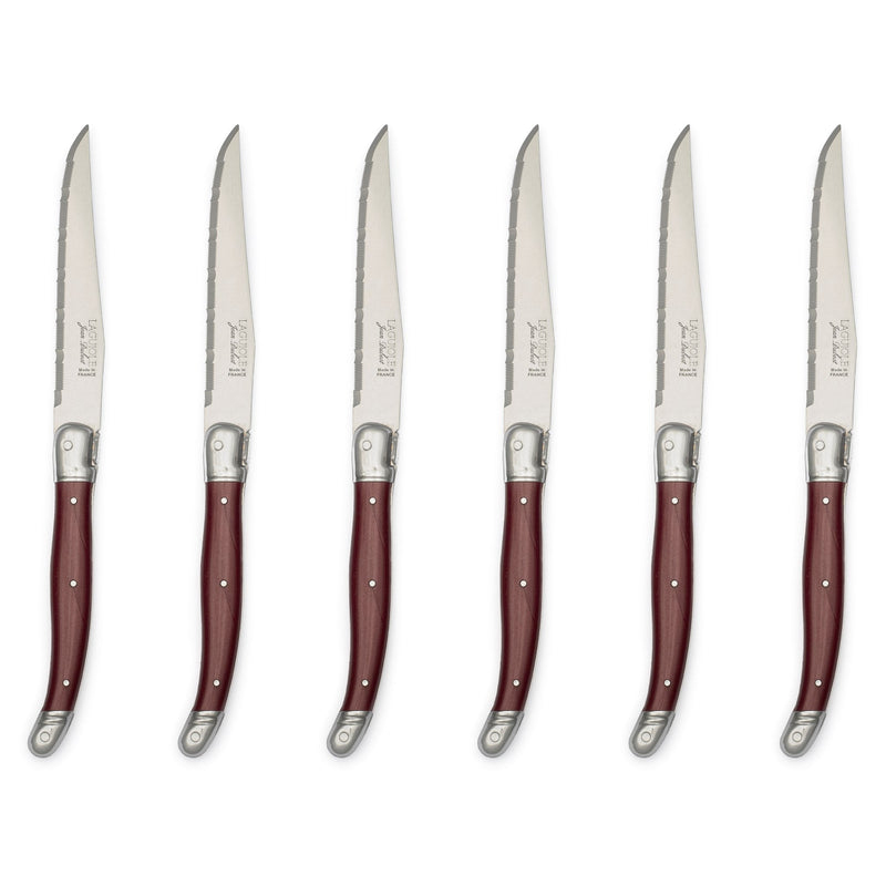 Jean Dubost - Laguiole Serrated Knife Set ABS Handle 6pc Home & Kitchen Fruity Red