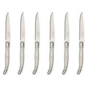 Jean Dubost - Laguiole Serrated Knife Set ABS Handle 6pc Home & Kitchen Pearl White