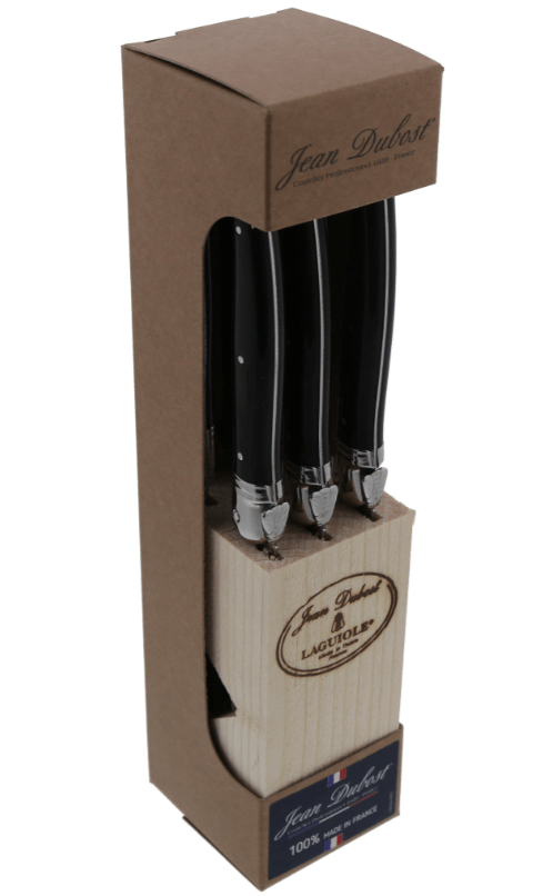 Jean Dubost - Laguiole Serrated Knife Set ABS Handle 6pc Home & Kitchen White Marble