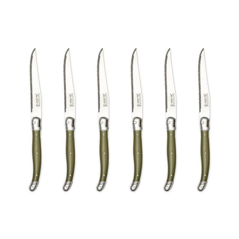 Jean Dubost - Laguiole Serrated Knife Set ABS Khaki 6pc Home & Kitchen