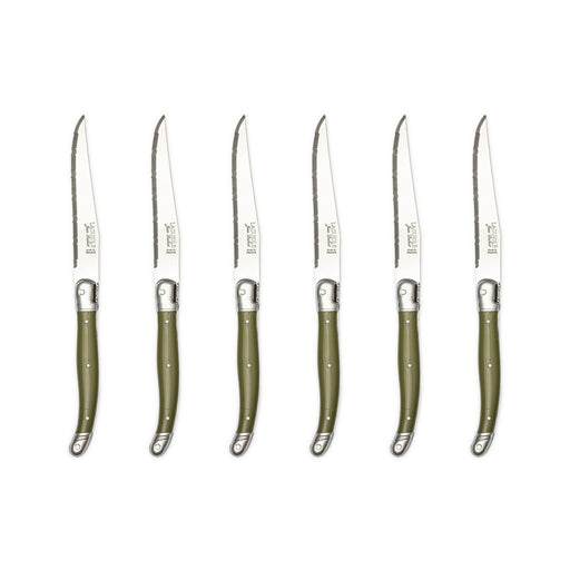 Jean Dubost - Laguiole Serrated Knife Set ABS Khaki 6pc Home & Kitchen