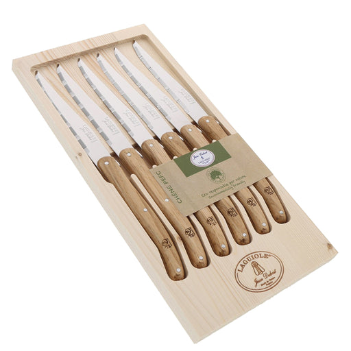 Jean Dubost - Laguiole Serrated Knife Set Oak 6pc Home & Kitchen