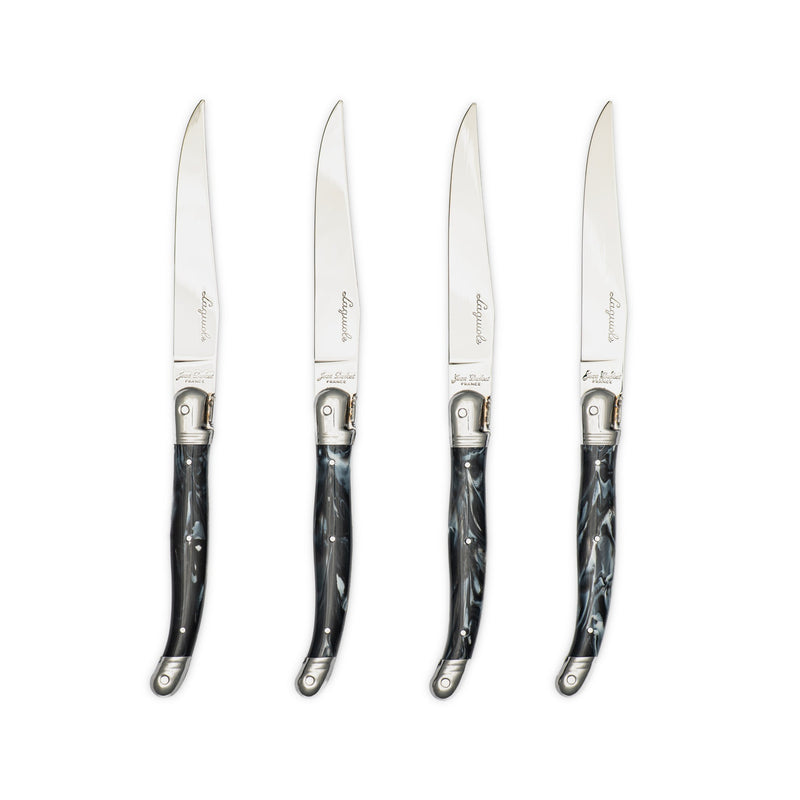 Jean Dubost - Laguiole Smooth Knife Set ABS Handle 4pc Home & Kitchen Black Marble