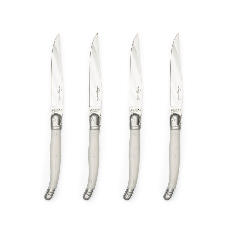 Jean Dubost - Laguiole Smooth Knife Set ABS Handle 4pc Home & Kitchen Pearl White
