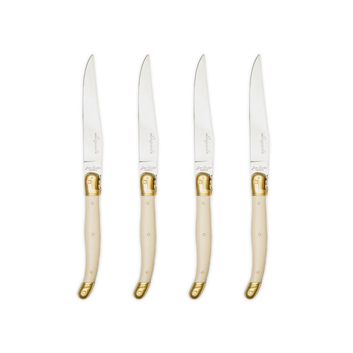 Jean Dubost - Laguiole Smooth Knife Set ABS Ivory w/Brass 4pc Home & Kitchen