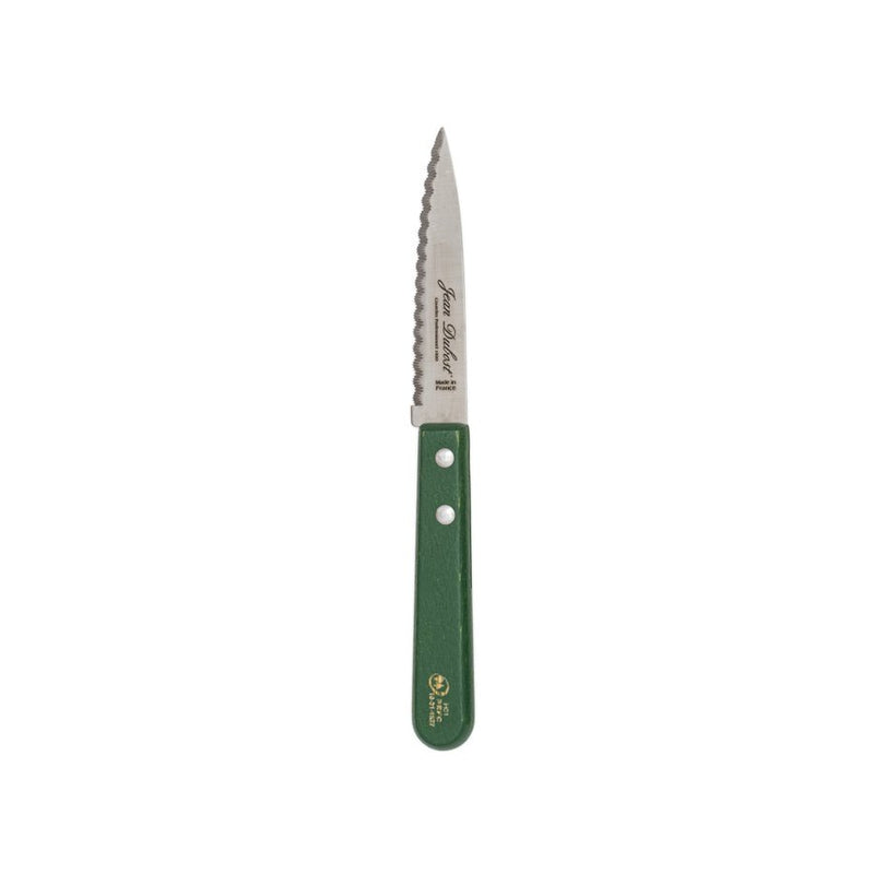 Jean Dubost - Tradition Serrated Paring Knife Green Beech Wood Handle Home & Kitchen