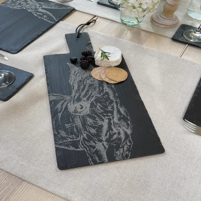 Selbrae House - Engraved Slate Horse Portrait Serving Paddle
