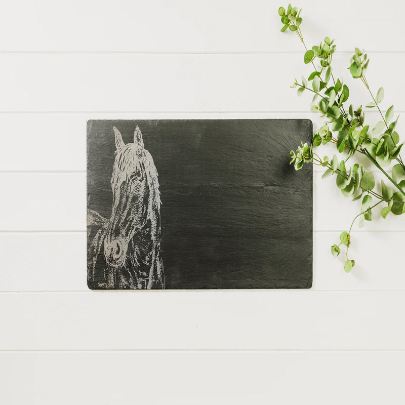 Selbrae House - Engraved Slate Horse Portrait Table Runner