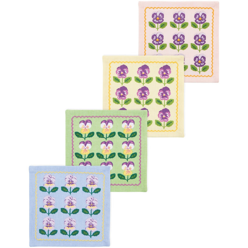 Jubilee - Pansy Printed Cocktail Napkins Set of 4 Assorted Home & Kitchen