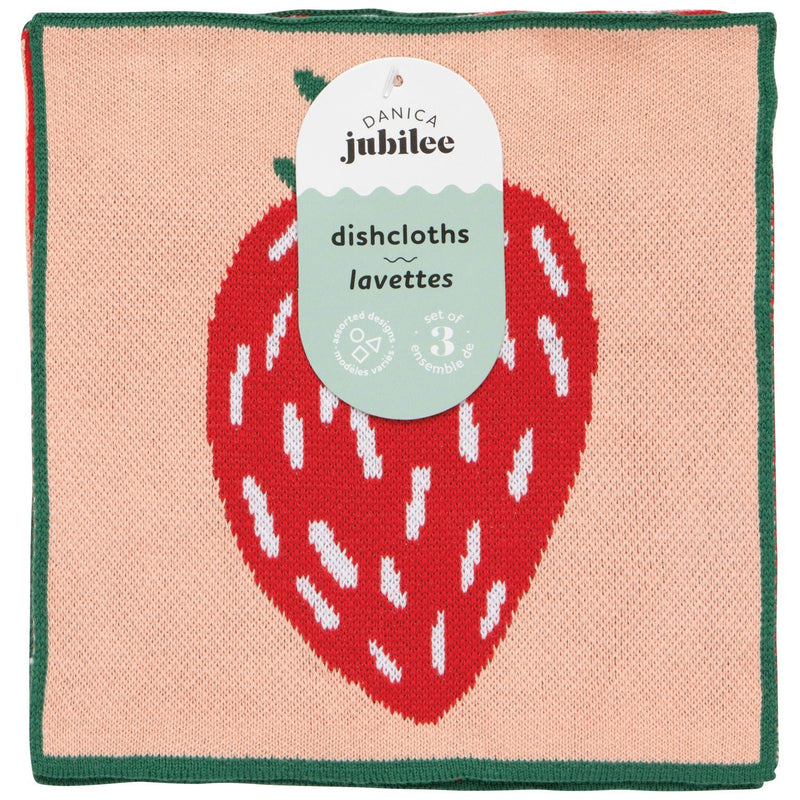 Jubilee - Set/3 Knit Dishcloth Berry Sweet Home & Kitchen