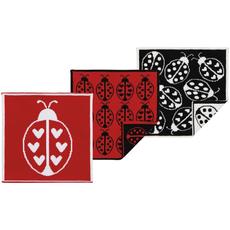 Jubilee - Set/3 Knit Dishcloth Ladybug Home & Kitchen