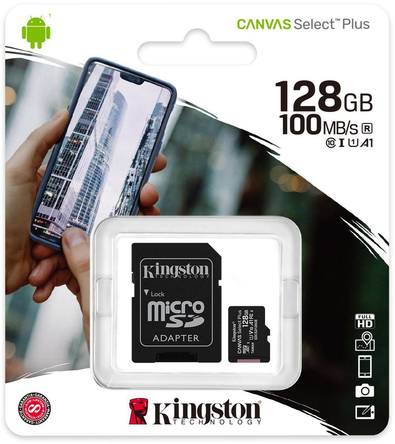 Kingston Canvas Select Plus SDCS2 128GB microSDXC card and SD adapter