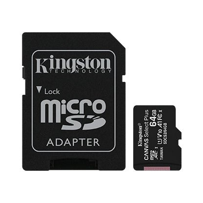 Kingston - MicroSD Memory Card 128GB Canvas Select Plus with SD Adapter 100MB/s - Black Electronics