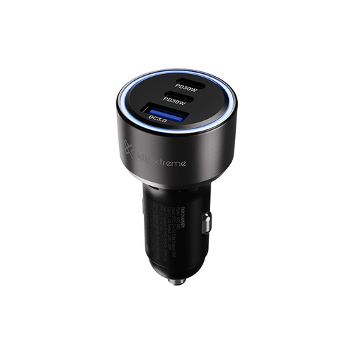 Klipxtreme - Car Charger 3 - Port 140W (2x USB - C, 1x USB - A) with LED - Black Electronics