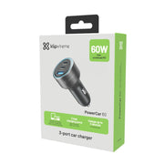 Klipxtreme - Car Charger 3 - Port 60W (2x USB - C, 1x USB - A) with LED � Black Electronics