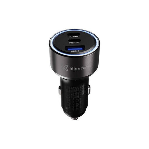 Klipxtreme - Car Charger 3 - Port 60W (2x USB - C, 1x USB - A) with LED � Black Electronics