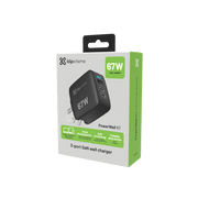 Klipxtreme - Wall Charger 3 Port 67W PowerWall 67 2x USB - C PD 3.0 1x USB - A QC 3.0 - Black Electronics