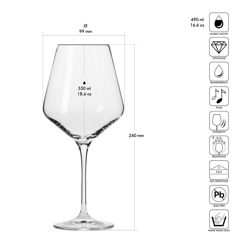 KROSNO - AVANTE - GARDE Red Wine Glass Set Home & Kitchen