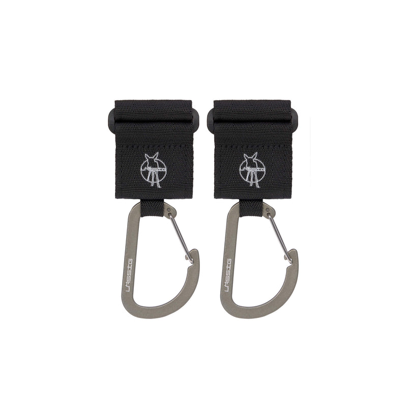 Lassig - Stroller Hooks with Carabiner - Olive (2-Pack)