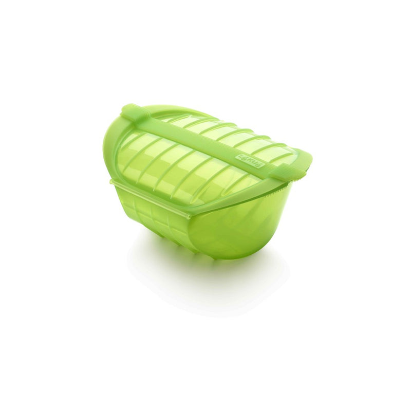 Lékué steam case with draining tray, green