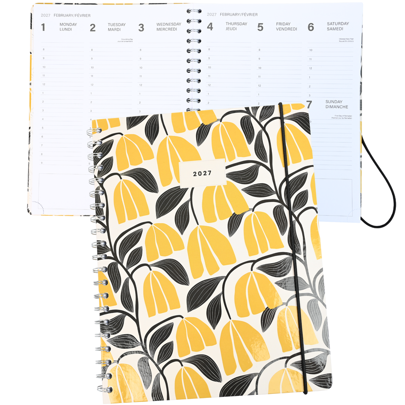 Pierre Belvedere - Annual Agenda 2027- Large-1W/2P- Golden Bloom