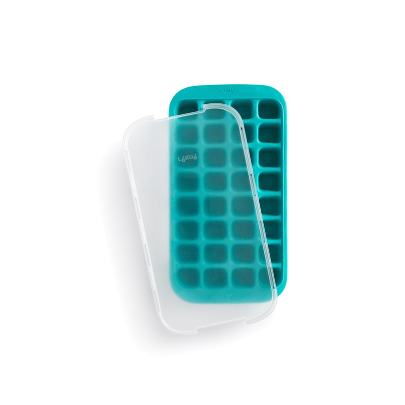 Lékué - Gourmet Industrial-Sized, 32 Cube Ice Cube Tray with Lid, Green