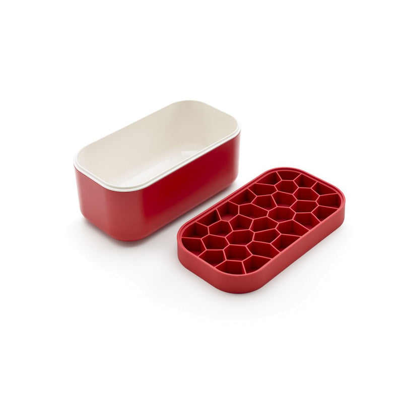 Lékué - Red 3 in 1 Ice Box, Silicone Tray and Storage Box