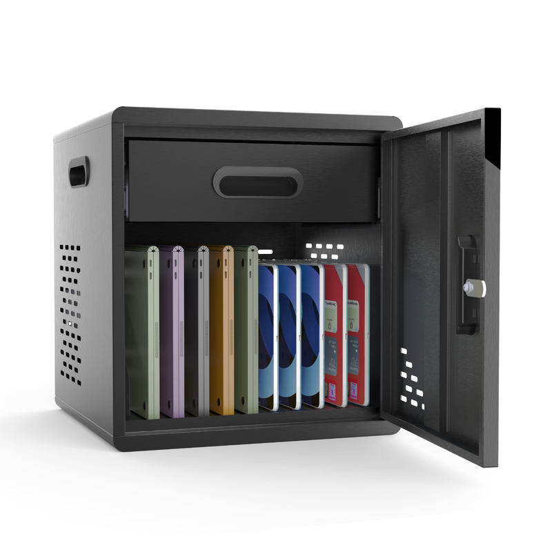 LLMC10 – Modular Charging Cabinet for 10 Tablets & Laptops | Black; view 1