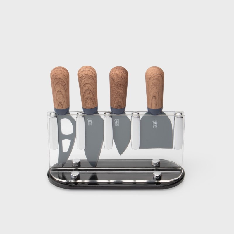TEW - Cheese Knife set/4 w/acrylic block - Walnut