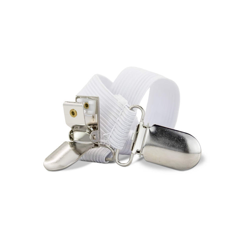 Loytel white elastic treatment-table cover strap with metal clips