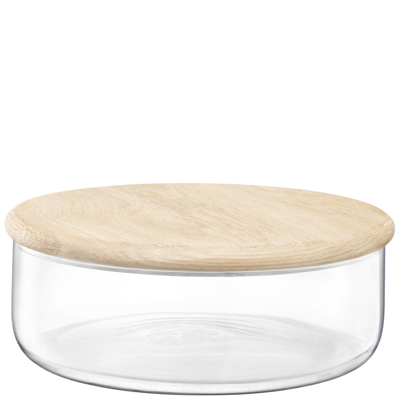 LSA - Dine Bowl/Container & Oak Lid Ø26.5cm H10cm Clear * Home & Kitchen
