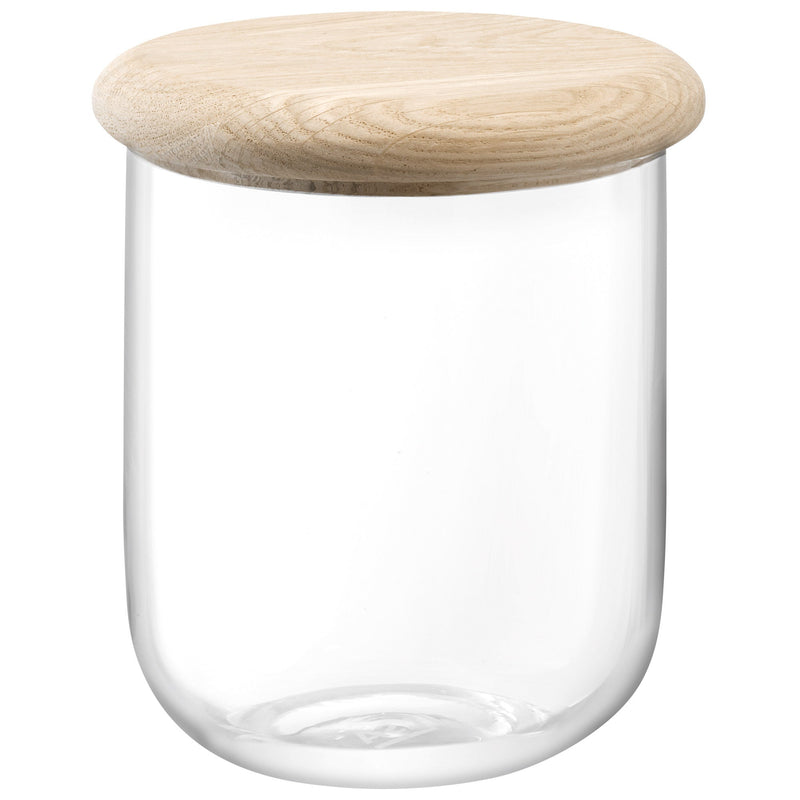 LSA - Dine Container & Oak Lid Ø12.5cm H14cm Clear * Home & Kitchen