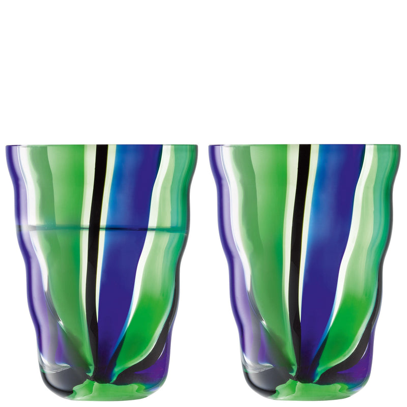 LSA - Folk Tumbler 280ml Black/Blue/Green x 2 Home & Kitchen