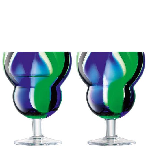 LSA - Folk Water/Wine Glass 230ml Black/Blue/Green x 2 Home & Kitchen