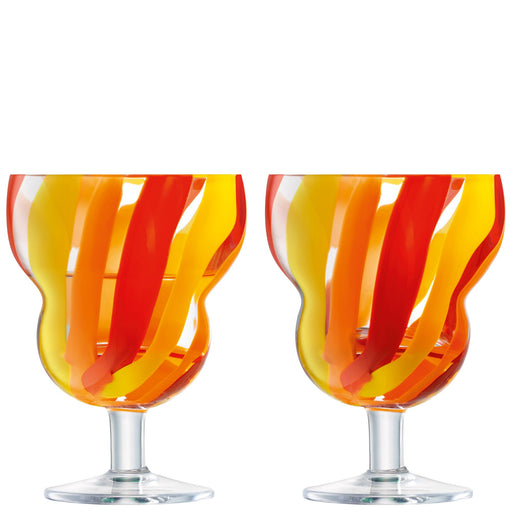 LSA - Folk Water/Wine Glass 230ml Orange/Red/Yellow x 2 Home & Kitchen