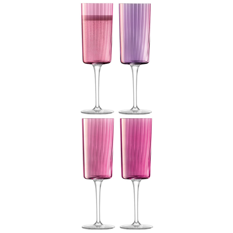 LSA - Gems Champagne Flute 210ml Assorted Garnet x 4 Home & Kitchen