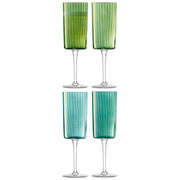LSA - Gems Champagne Flute 210ml Assorted Jade x 4 Home & Kitchen