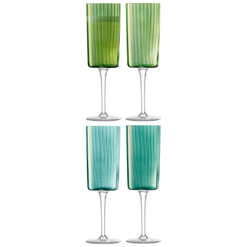 LSA - Gems Champagne Flute 210ml Assorted Jade x 4 Home & Kitchen