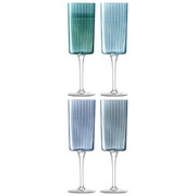 LSA - Gems Champagne Flute 210ml Assorted Sapphire x 4 Home & Kitchen