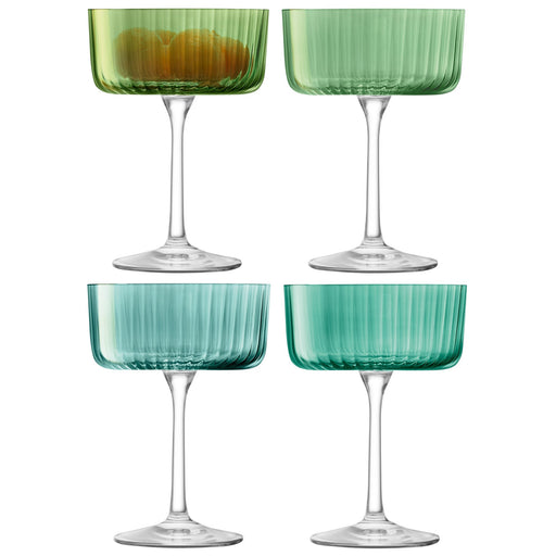 LSA - Gems Champagne/Cocktail Glass 230ml Assorted Jade x 4 Home & Kitchen