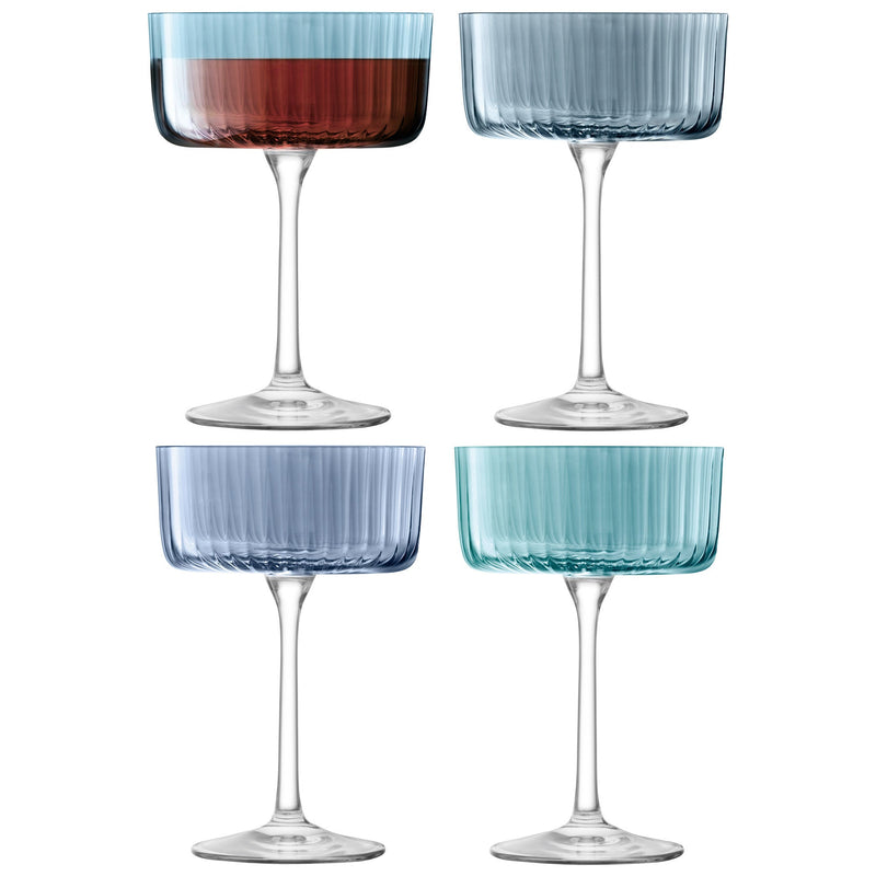 LSA - Gems Champagne/Cocktail Glass 230ml Assorted Sapphire x 4 Home & Kitchen