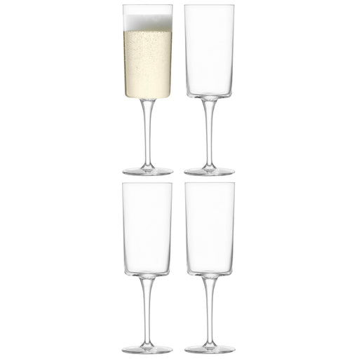 LSA - Gio Champagne Flute 210ml Clear x 4 Home & Kitchen