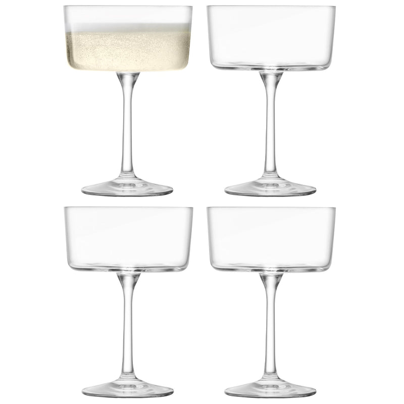 LSA - Gio Champagne/Cocktail Glass 230ml Clear x 4 Home & Kitchen