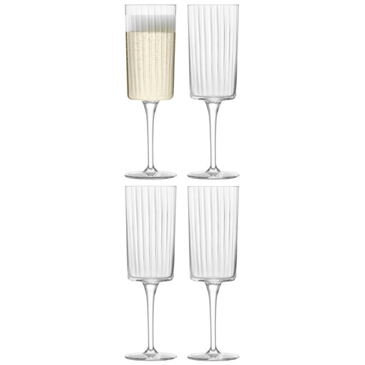 LSA - Gio Line Champagne Flute 210ml Clear x 4 Home & Kitchen