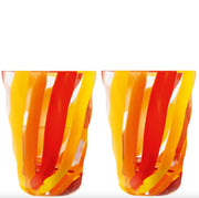 LSA International - Folk Tumbler 280ml Orange/Red/Yellow x 2 Home & Kitchen